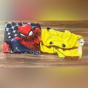 Spider-Man blanket and Pikachu Hooded Towel